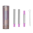 thumbnail image 2 of Collapsible Straw, Portable Straw Strong Stretchability Easy To Clean With Cleaning Brush For Office Purple, 2 of 8