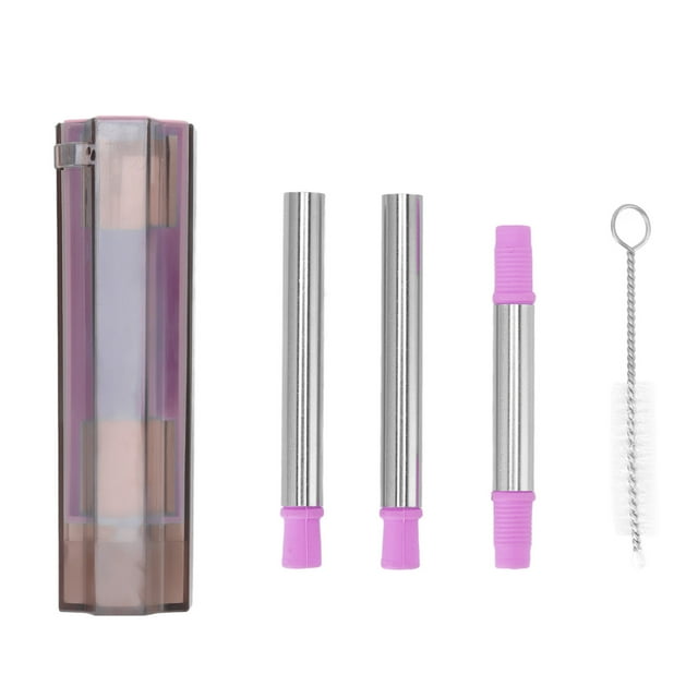 Paille Pliable, Paille Télescopique Réutilisable Extensible pour Extérieur Violet