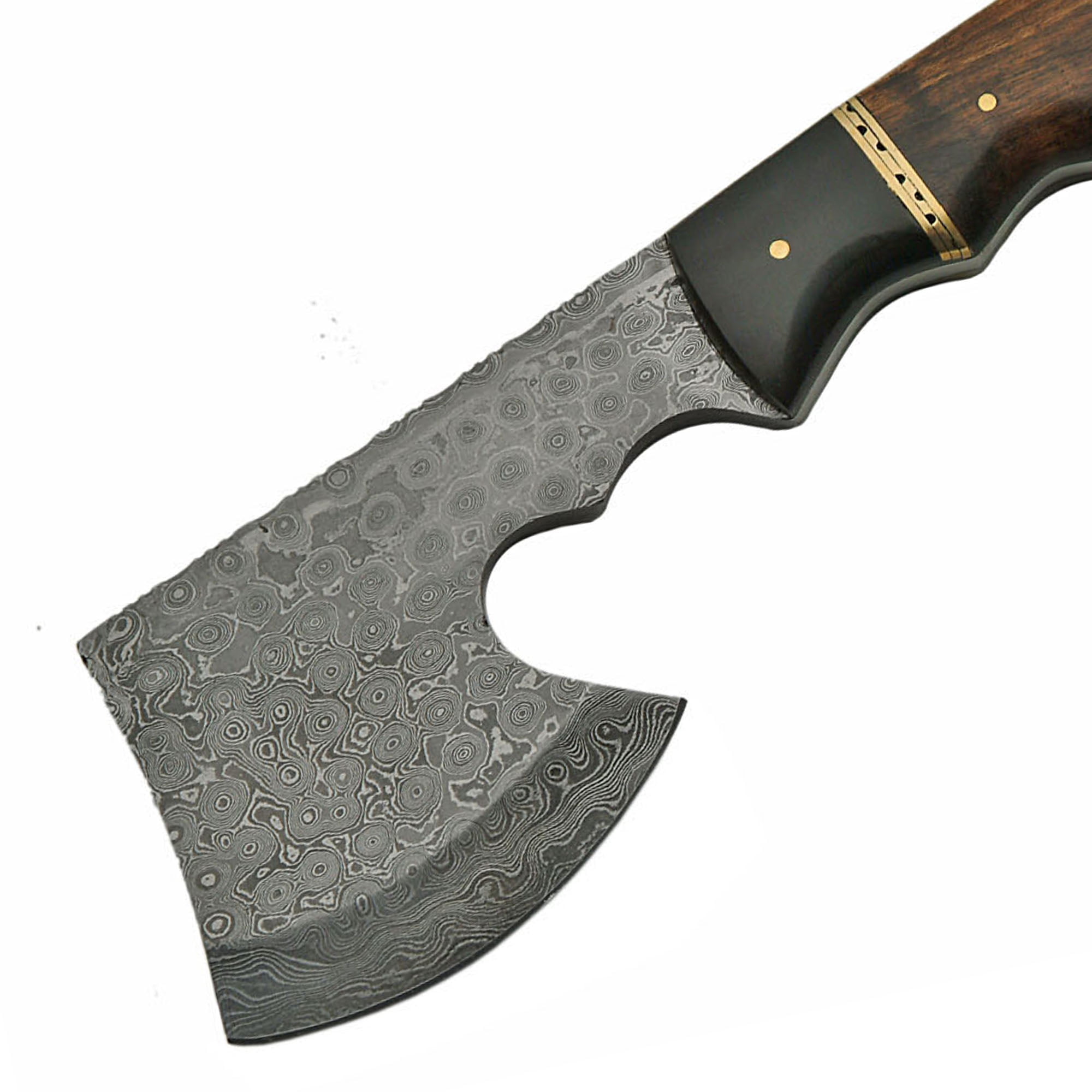 SZCO Supplies Damascus Hatchet Ax-e with Walnut Handle With Leather sheath