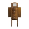 thumbnail image 3 of Linon Fran Armoire à Bijoux en Bois à 6 Tiroirs avec Dessus Rabattable en Noyer Classique Brun, 3 of 17