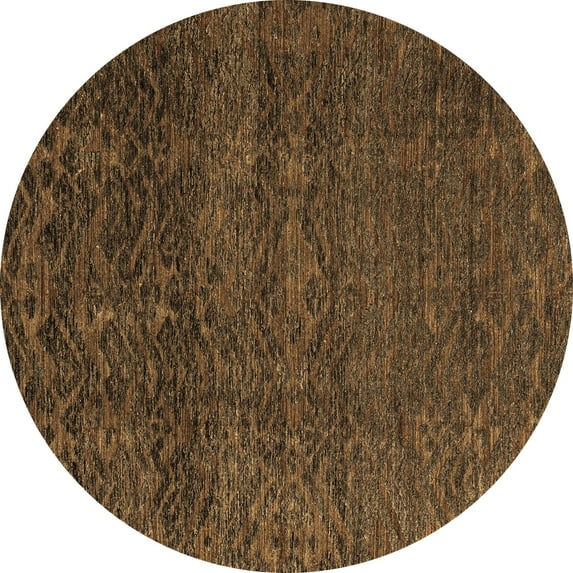 Ahgly Company Indoor Round Abstract Brown Modern Area Rugs, 7' Round