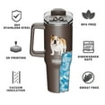 thumbnail image 5 of SERENGETI Silver Tabby Cat 40 Oz Stainless Steel Tumbler with Handle and Straw for Pet Lovers, 5 of 6