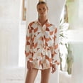 thumbnail image 2 of 2 Piece Casual Outfits Long Sleeve Button Down Shirt And Shorts Sweatsuit Sets, 2 of 5