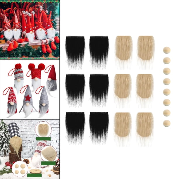 12 piezas de disfraz de barba de gnomo precortado barba de piel sintética barba enana piezas de mini de sin terminar para decoración Negro beige perfecl Barba de gnomo de piel sintética