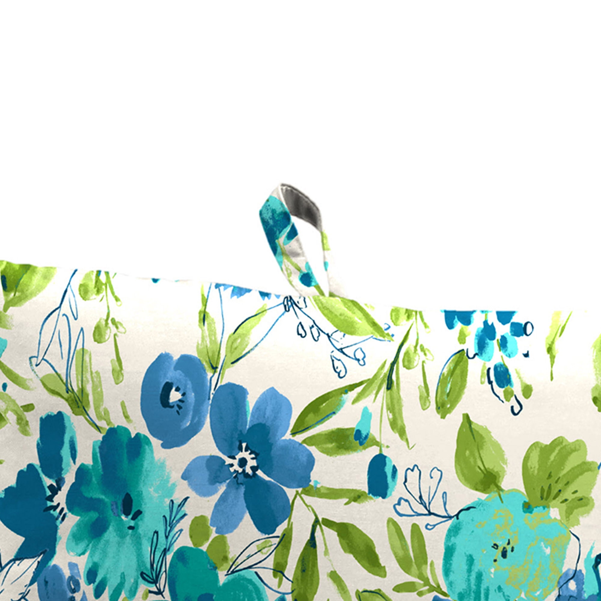 Jordan Manufacturing 44" x 21" Bettina Aqua Cream Floral Rectangular Outdoor Chair Cushion with Ties and Hanger Loop (2 Pack)