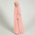 thumbnail image 3 of IBTOM CASTLE Kids Girls Long Sleeve Full Cover Hijab Kaftan Dubai Islamic Prayer Dress Abaya Muslim Hooded Robe Ramadan Clothing 8-9 Years Pink, 3 of 8