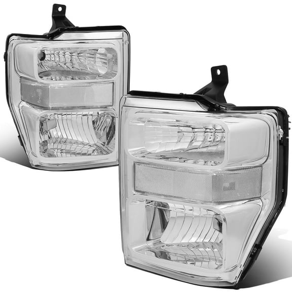 DNA Motoring For 2008-2010 Ford F250 F350 F450 F550 Super Duty Chrome Clear Headlight Lamps Pair