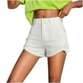 thumbnail image 2 of LOVZFMLL Women's Denim Shorts Solid Color Comfortable Pocket Elastic Jeans White XS, 2 of 9