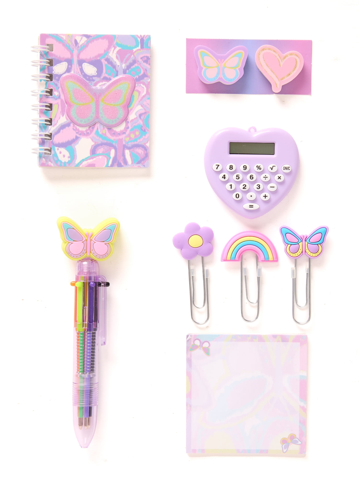 17" Girls' Butterfly Backpack with Stationary Set, Purple