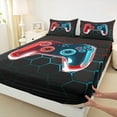 thumbnail image 3 of jejeloiu Gamer Gaming Bed Sheets,Modern Video Game King Sheets,Blue Geometric Honeycomb Sheet Set For Kid Boy,Lightweight Room Decorative,4pcs, 3 of 7