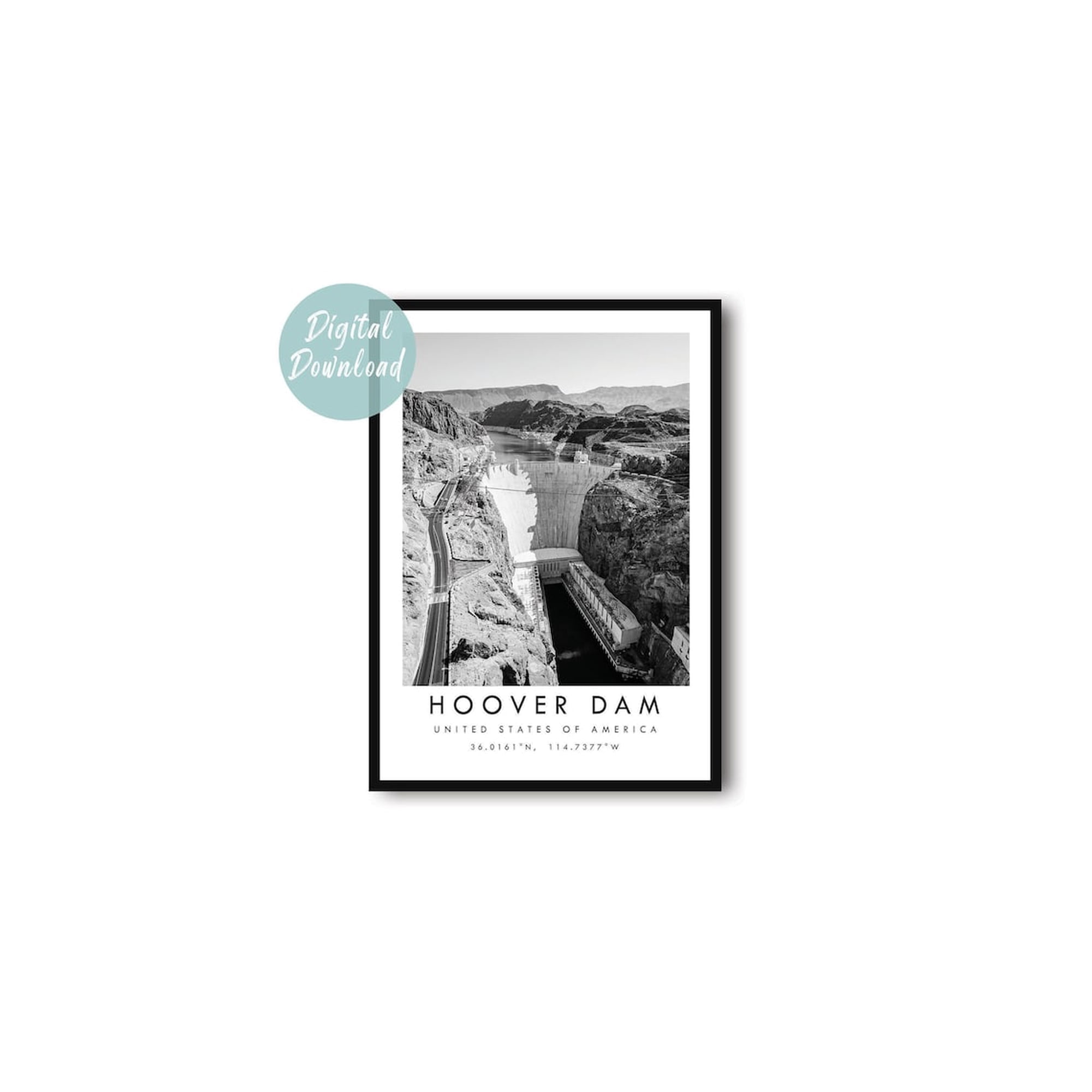 Hoover Dam Travel Minimalist City Poster Travel Inspired Home Office And Gallery Wall Decor