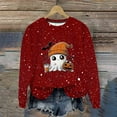 thumbnail image 2 of DOSUKRAI Halloween Crewneck Sweatshirt Women 2025 Cute Fall Oversized Ghost Graphic Spooky Long Sleeve Funny Pullover Red,XL, 2 of 9