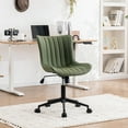 thumbnail image 6 of YOUNIKE Cute Armless Office Desk Chair Modern Upholstered Faux Leather Swivel Task Chair, Green, 6 of 12