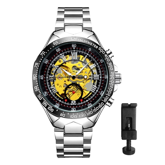 Avaner Men's Automatic Mechanical Watch: Stainless Steel Business Roman Numeral Dial Luminous Hands Self-Winding Round Watch for Men