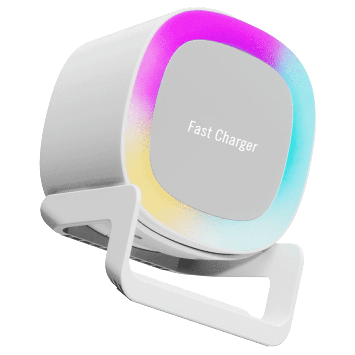 4 in 1 Bluetooth Speaker 15W Wireless Charger Mobile Phone Holder Atmosphere Night Light Desktop Speaker,1 x 4 in 1 Bluetooth Speaker,White