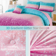 thumbnail image 3 of PERFEMET 6Pcs Turquoise Pink Queen Bed in a Bag Comforter Set Gradient Colorful Glitter Galaxy Bedding Set for Kids Teens, 3 of 8
