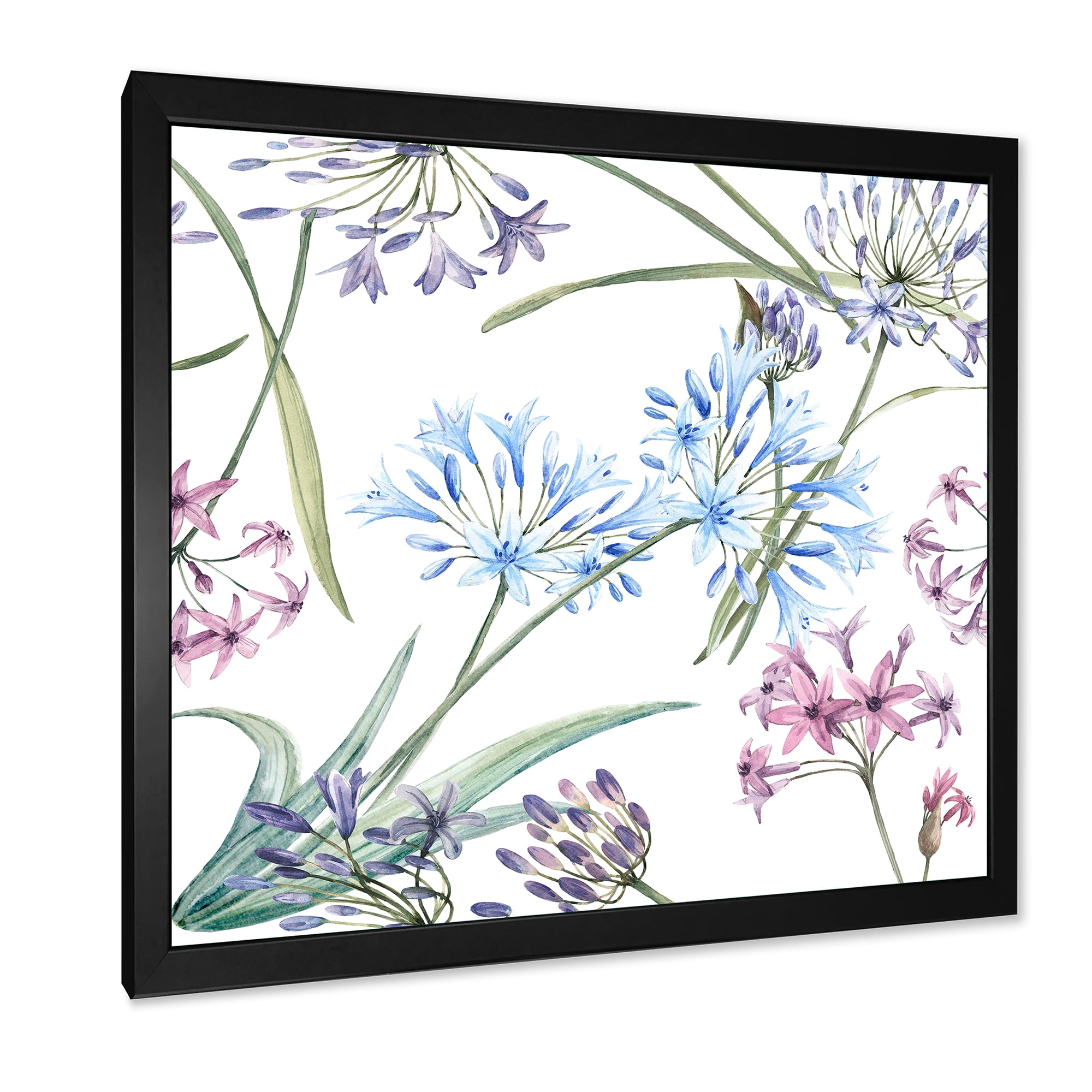 Designart 'Vibrant Summer Wildflowers On White II' Traditional Framed Art Print