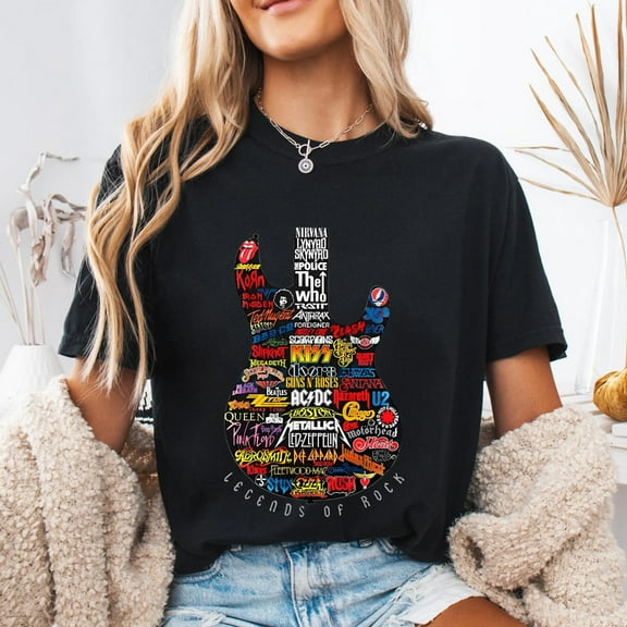 Legends of Rock Guitar T-Shirt | Vintage Rock Music Graphic Tee | Unisex Retro Band Style Shirt