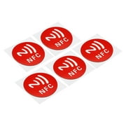 Uxcell NFC Sticker NFC213 Tag Sticker 144 Bytes Memory Blank Round NFC Tags Red 5 Pack