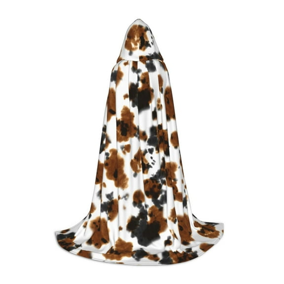 Honeii Cow Tie Dye Print Poncho Cape, Cloak Coat, Snuggly Hooded Wearable Blanket, Hooded Cape For Teenagers,Halloween Costumes-Small