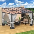 thumbnail image 5 of ALAULM 10' x 12' Hard Top Lean to Gazebo, Wall Mount Heavy Outdoor Gazebo with Curtains and Netting(Gray), 5 of 12