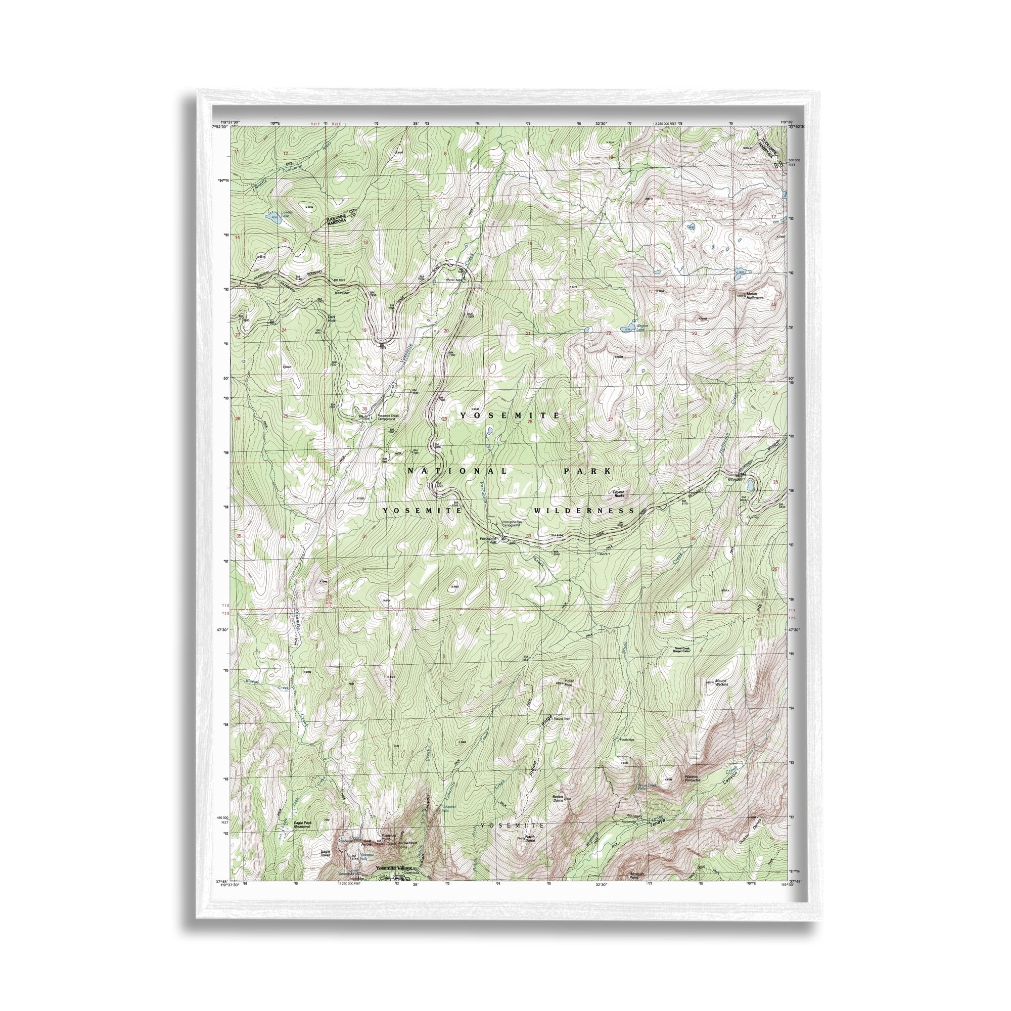 Stupell Industries Yosemite National Park and Wilderness Topographic Map Geography, 24 x 30, Design by Daphne Polselli