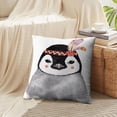 thumbnail image 4 of LALILO Throw Pillow Covers Watercolor Penguin Portrait Cute Boho With Feathers Nursery With Animals And Animal Set of 2 Square 18 x 18 Inch Pillowcase, 4 of 5