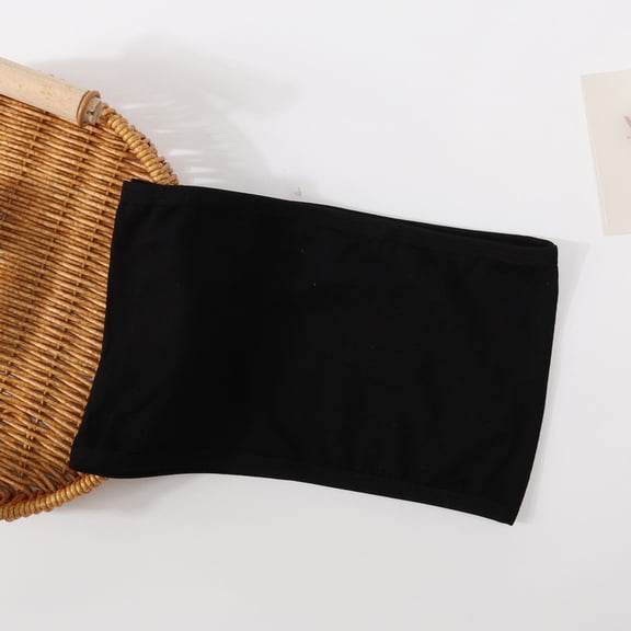 Teen Sports Bras Girl's Strapless Bra Bandeau Tube Sports Comfortable Developmental Underwear Bras for Tween Girls Black 140