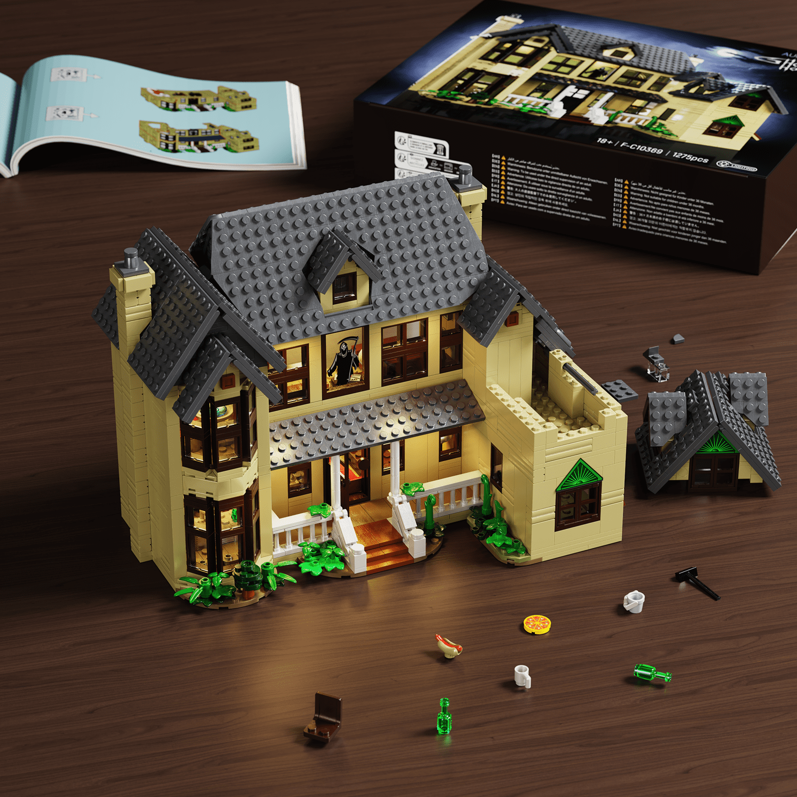 Ghostface House Building Block Sets Halloween Horror Haunted Mansion Architecture Gift for Kids 8+ and Adults