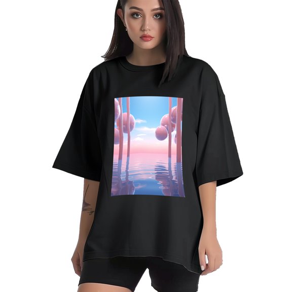Plus Size Shirt for Women Black Tops for Women Short Sleeves Shirt for Women Abstraction Pink 2 T Shirt Crewneck Shirt for Women XS