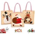 thumbnail image 1 of 3 bolsas de regalo de Papá Noel, bolsa de dulces con Papá Noel, bolsa de Papá Noel con patrón, bolsas de regalo de Navidad con asa, Papá Noel, muñeco de nieve, alce, para envolver Ca, 1 of 5
