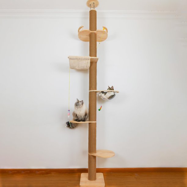 Cat Tree TQEW de suelo a techo, altura ajustable de 50 a 120 cm