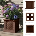 thumbnail image 3 of Pure Garden Outdoor Rattan Style Planter Box - 14.65-Inch Plant Pot, Brown, 3 of 7