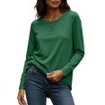 thumbnail image 3 of Otvok Women Loose Casual T‑Shirt, Crew Neck Long Sleeve Stitch‑Detail Pullover Tops, 3 of 7