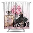 thumbnail image 3 of Women Girl Cosmetic and Make Up Shower Curtain Modern Lady Stylish Watercolor Perfume and Lipstick Fabric Bathroom Curtain Sets, 3 of 6