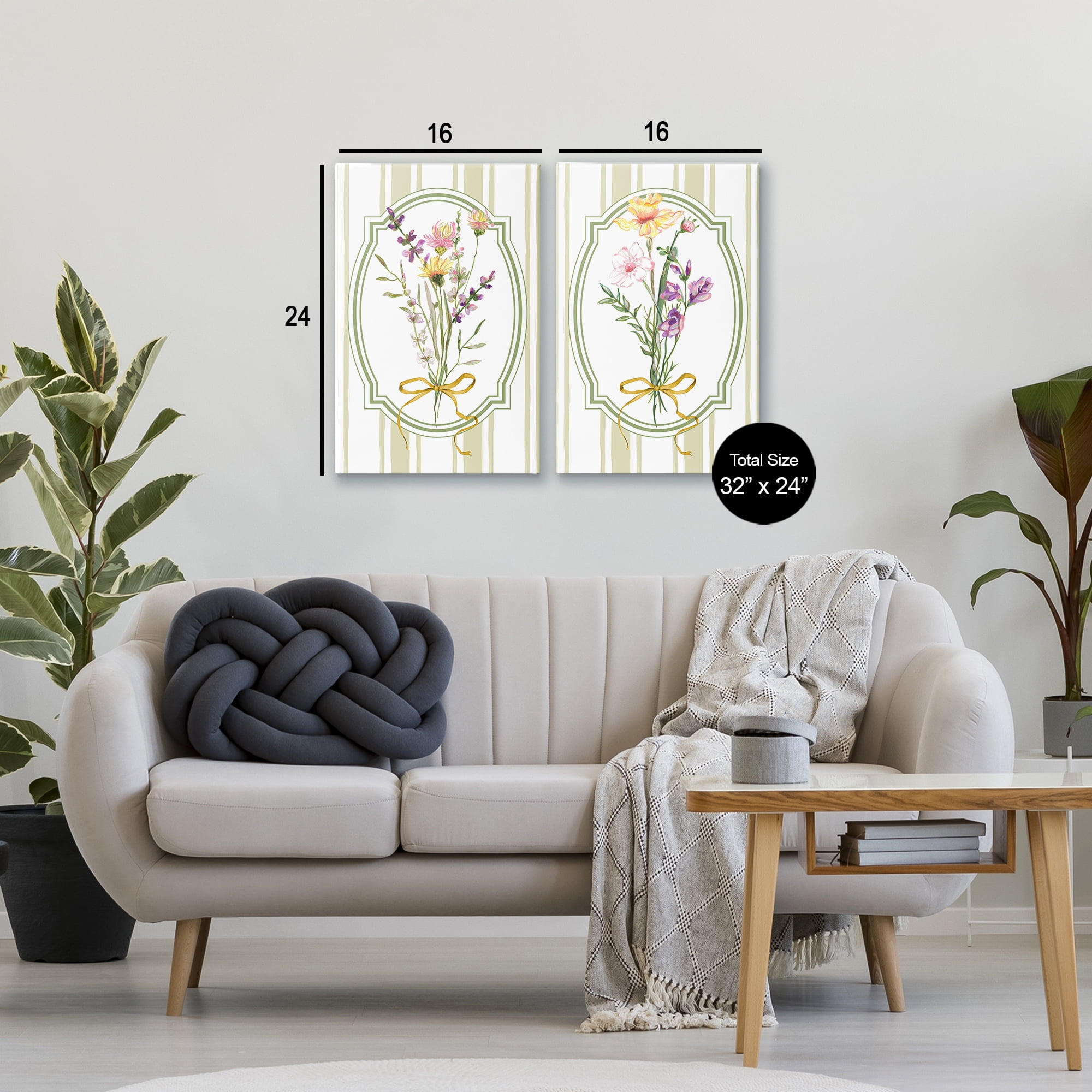 Wildflower Bundles Classic Stripes 2 Piece Canvas Wall Art Set, design by Adonna Ebrahimi
