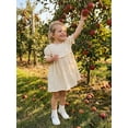 thumbnail image 4 of BemeyourBBs Kids Toddler Baby Girl Summer Cotton Linen Dress Clothes Puff Short Sleeve Ruffle Crew Neck Solid A-line Dress, 4 of 9