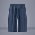 thumbnail image 2 of Long Shorts for Men Summer Casual with Pockets M-5X Capris Elastic Waisted Drawstring Sweat Short Pant (5XL, Dark Blue), 2 of 6
