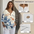 thumbnail image 6 of Xoenoiee Koi Fish Sea Waves Print Linen Shirts for Women Summer 3/4 Sleeve Button Down Blouse Lightweight Gauze Loose Casual Fashion Shirt Clothes, L, 6 of 7