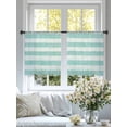 thumbnail image 5 of Aqua Striped Semi Sheer Curtains 54 Inch Length 2 Panels Set, Rustic Farmhouse Stripes Sheer Kitchen Curtain Privacy Voile Window Curtain for Living Room Bedroom Rod Pocket Drapes, 5 of 7