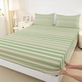 thumbnail image 5 of Castle Fairy Boho Horizontal Stripe Queen Sheets 4 Pieces,Bohemian Thin Line Queen Sheet Sets,Sage Pink White,1 Flat Sheet, 1 Fitted Sheet and 2 Pillowcases, 5 of 7