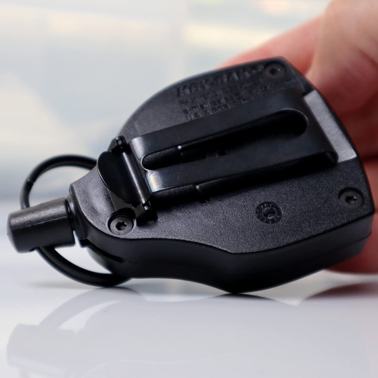 2 Pack - Super Heavy Duty Retractable Keychain - 8oz or 10 Keys - Durable 48” (4 Ft) Kevlar Lanyard - Rugged Polycarbonate Key Chain Ring Reel Badge Holder w/Steel Belt Clip by Specialist ID (Black)