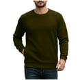 thumbnail image 2 of Tawop Mens Sweatshirt Solid-Color Long-Sleeved Round-Neck Pullover Sweatshirt Top, 2 of 9