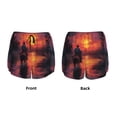 thumbnail image 3 of Balery Sunset River Western Cowboy Pantalones cortos deportivos para mujer con forro y dos bolsillos, elásticos, para entrenamiento, gimnasio, yoga-Medium, 3 of 7