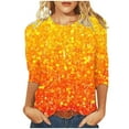 thumbnail image 2 of Cavosen Sparkle Tops for Women Plus 3/4 Sleeve Gradient Glitter Shiny Print Shirts Round Neck Loose Blouse Dressy Fashion Pullover T-Shirts Flowy Workout Tees Summer Vacation M, 2 of 5