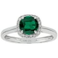 thumbnail image 2 of 14k Solid White Gold Round Created Emerald and Natural Diamond Halo Birthstone Engagement Ring, 2 of 6