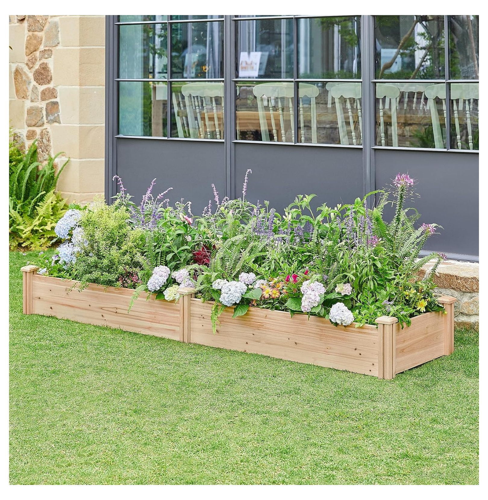 Wooden Elevated Raised Garden Bed Kit Divisible - Garden Planter Boxes for Vegetables Outdoor Outside 95x 25 x 11inches