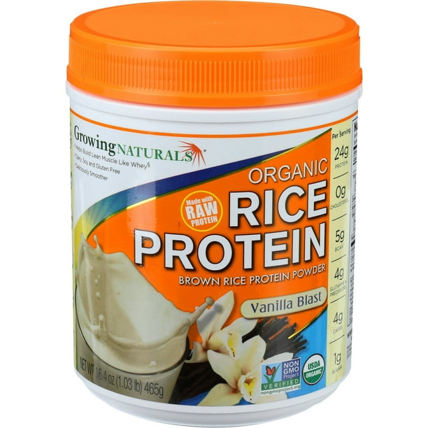 Growing Naturals Organic Rice Protein Powder, Vanilla, 24g Protein, 1.0