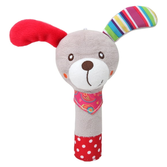 Animal Shape Baby Rattle Toys Early Educational Stuffed Handbells Soft Cartoon Dog