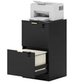 thumbnail image 1 of CoSoTower Lockable Filing Cabinet with 2 Fluted Drawers, File Cabinet with Adjustable Hanging Rails for A4 Letter Files, Black, 1 of 7